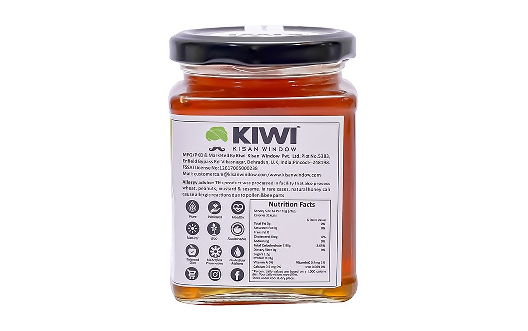 Kiwi Kisan Window Raw Desert Bloom Honey    Glass Jar  250 grams
